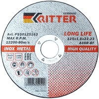Диск 125х1,6х22 мм, (круг) отрезной по металлу, Ritter PS50125162