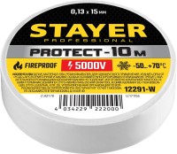Изолента ПВХ 15мм х 10м х 0,13мм, Protect-10, белая, Stayer 12291-W
