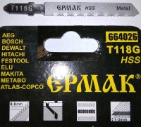 Пилка для эл.лобзика 50/76/0,8 мм, Т118G, Ермак, HSS, по металлу