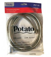 Шланг для душа 140-150см, 1/2"(Имп)-1/2"(Имп), SUS, хром, Potato P57-15