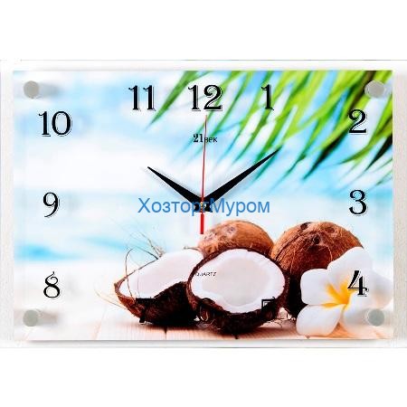 Часы настенные "Кокосы" 25х35см, пластик, стекло, 2535-1215