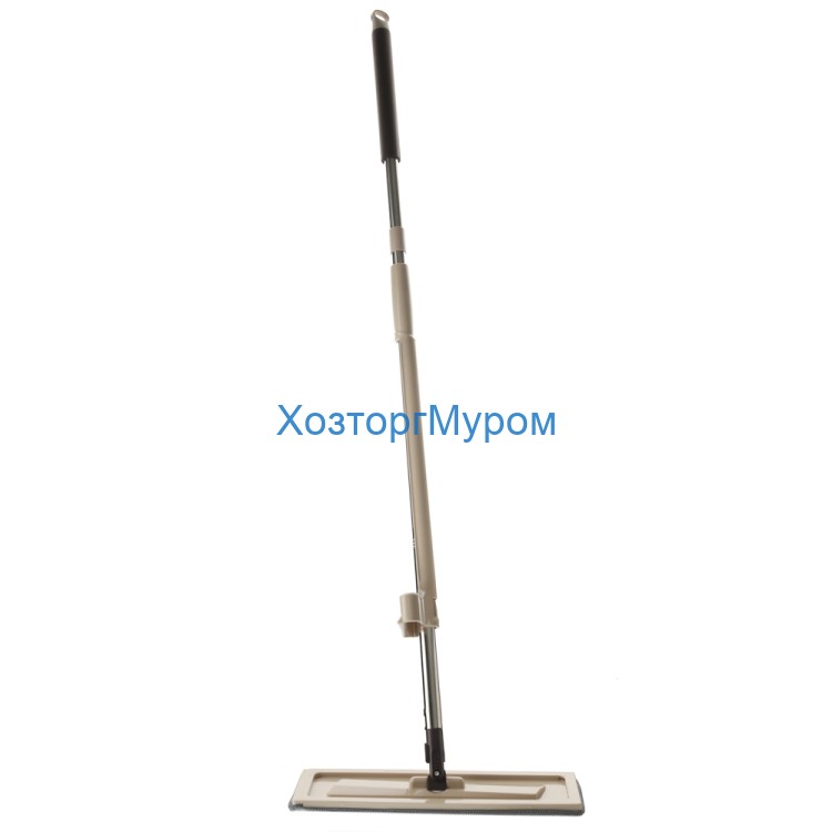 Швабра 120см, 360° съемная с отжимом и щеткой для чистки доп.насадка 35см нерж.сталь пластик, Vetta
