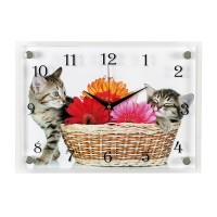 Часы настенные "Котята в корзинке" 25х35см, пластик, стекло, 2535-777