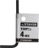 Ключ 4мм, имбусовый (шестигранный) черный Stayer 27405-4