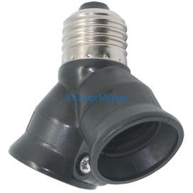 Эл. патрон переходник с цоколя E27 на 2хE27 черный Ecola A7T27BEAY