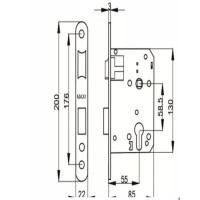 Замок врезной (корпус) ML-58.5mm (под Барановичи PB Полированная латунь