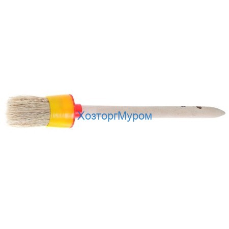 Кисть круглая № 04 (25мм) Hobbi, деревянная ручка, пластиковые обойма и бандаж