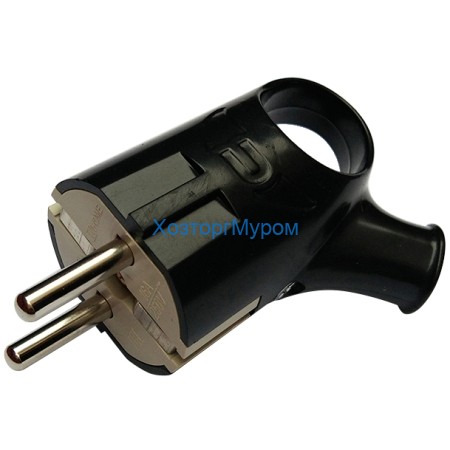 Эл. вилка ASD Евро с кольцом черная В16-336 4220