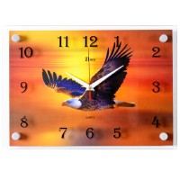 Часы настенные "Орел в полете на закате" 25х35см, пластик, стекло, 2535-1213