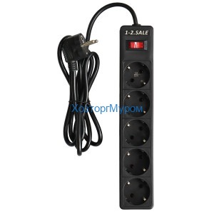 Фильтр сетевой 5х3,0м, 10А, черный, ПВС 3х0.75 1-2 E1М 901418