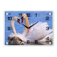 Часы настенные "Пара лебедей" 25х35см, пластик, стекло, 2535-444