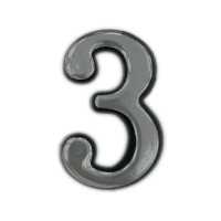 Цифра дверная ML "3" самоклеящаяся ABS h50мм CP хром