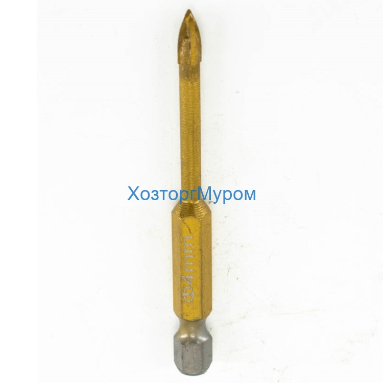 Сверло 4мм по стеклу и плитке, Tin, Профи 4+, Bohrer 32040040