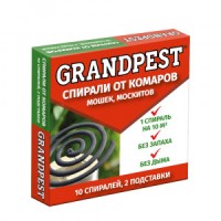 Спирали от комаров (черные) б/запаха 10шт/уп, GRANDPEST