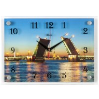 Часы настенные "Разводные мосты Питера" 25х35см, пластик, стекло, 2535-1244