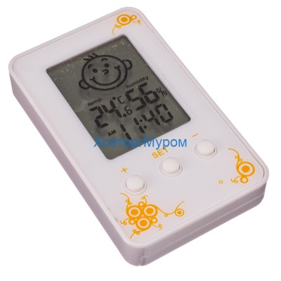 Термометр электронный с часами, 10х6см, пластик KX-941