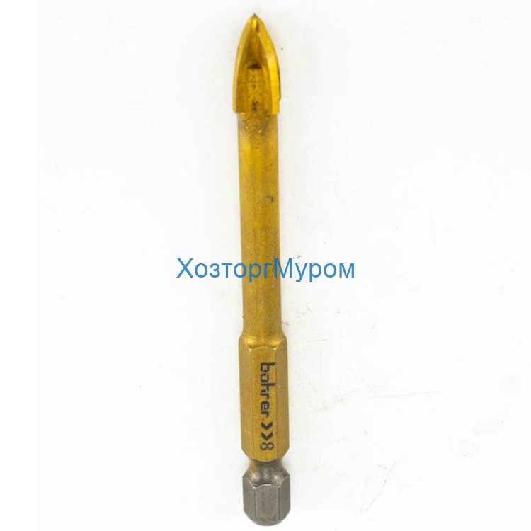 Сверло 8мм по стеклу и плитке, Tin, Профи 4+, Bohrer 32040080