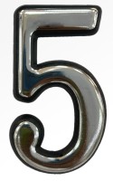 Цифра (номер) №5, (100*62), пластик хром