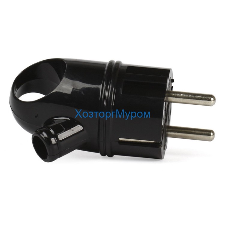 Эл. вилка Евро с кольцом черная. Smartbuy SBE-16-P03-w