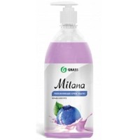 Жидкое крем-мыло Milana черника в йогурте с дозатором 1,0 л., Grass 126301