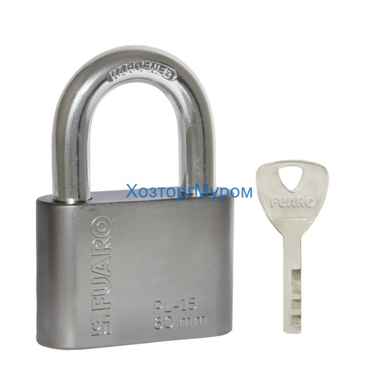 Замок висячий (навесной) Fuaro PL-WEATHER-1560 Nickel 4 fin key ( PL-15-60)