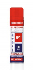 Дихлофос№1 180мл. универсальный (от летающ. и ползающ.) б/запаха, аэрозоль, Аэро-Про