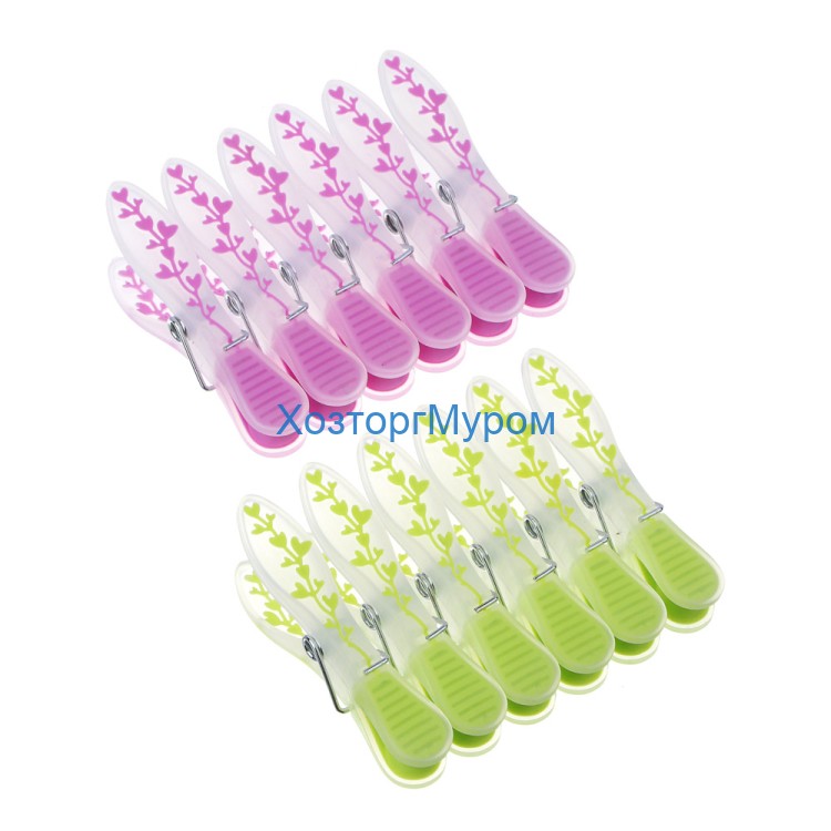 Набор прищепок Цветы ,пластик , 2 цвета, 12шт, VETTA