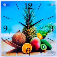 Часы настенные "Тропические фрукты" 35х35см, пластик, стекло, 3535-275
