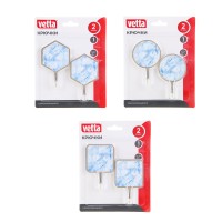 Крючки самоклеящиеся "Голубой мрамор", пластик, металл, VETTA