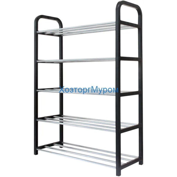 Этажерка для обуви 50x68x18.5 см 5 полок металл цвет черный, Gromell Rusa