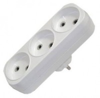 Эл. разветвитель 3L (тройной), 10А пластмассовый, линейка, белый, UNIVersal А203