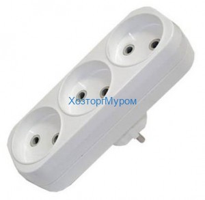 Эл. разветвитель 3L (тройной), 10А пластмассовый, линейка, белый, UNIVersal А203