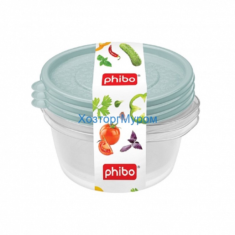 Контейнер 0.75л для СВЧ и холодн. продуктов 3шт, Phibo 4311541