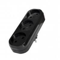 Эл. разветвитель 3L (тройной), пластмассовый, линейка, черный, UNIVersal 1934