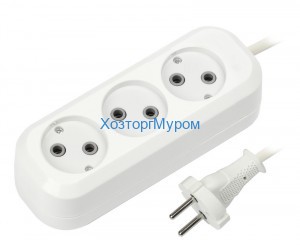 Удлинитель 3х1.5м., 2200Вт, 10A провод ПВС 2х1,0кв.мм, Smartbuy SBE-10-3-1.5-N