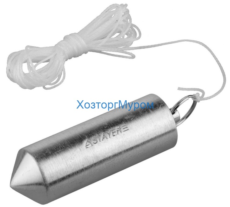 Отвес 300гр цилиндрический, шнур 5 м,  STAYER 0635-30