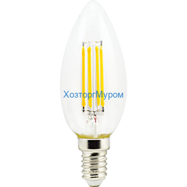 Лампа эн.сбер. Ecola LED 5W/2700/E14/360/220V filament прозр.- теплый свет свеча 96х37 N4CW50ELC