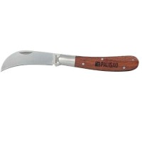 Нож садовый 170 мм, складной, изогнутое лезвие, деревянная рукоятка