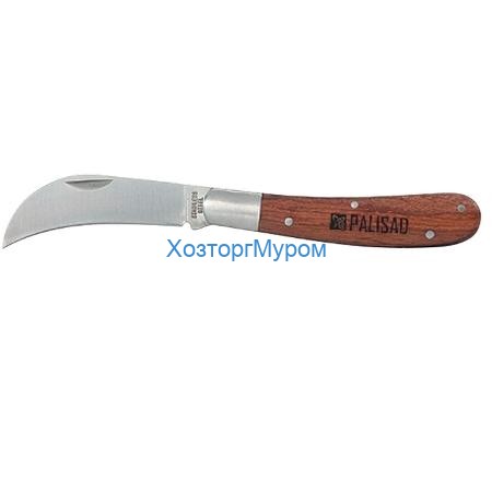 Нож садовый 170 мм, складной, изогнутое лезвие, деревянная рукоятка