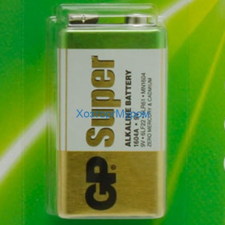 Элемент питания 6F22 9V (6R61) GP алкалиновый. ЮВ 01-023