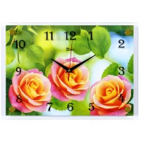 Часы настенные "3 розовых розы"" 25х35см, пластик, стекло, 2535-1051
