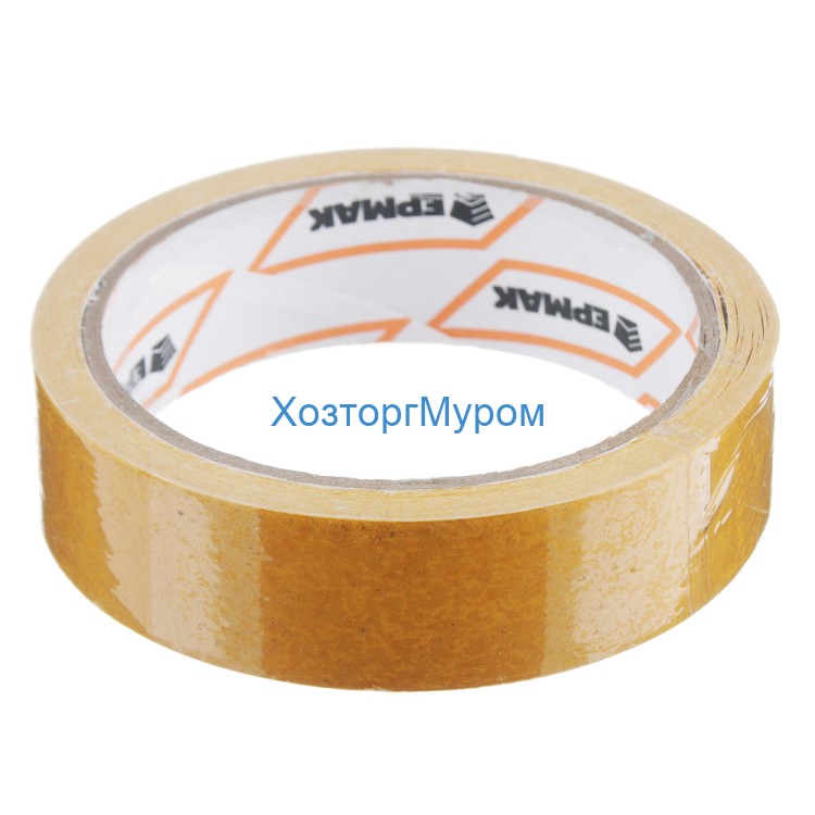 Лента клеящая 25мм-10м (скотч) монтажная 2-х сторонняя, полипропилен, Ермак
