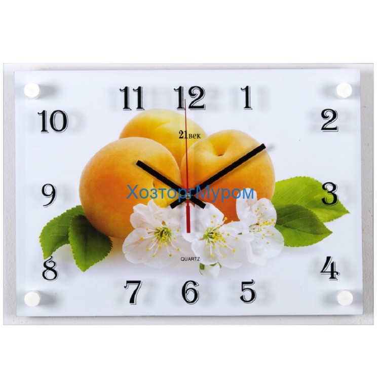 Часы настенные "Абрикосы с цветами" 25х35см, пластик, стекло, 2535-323