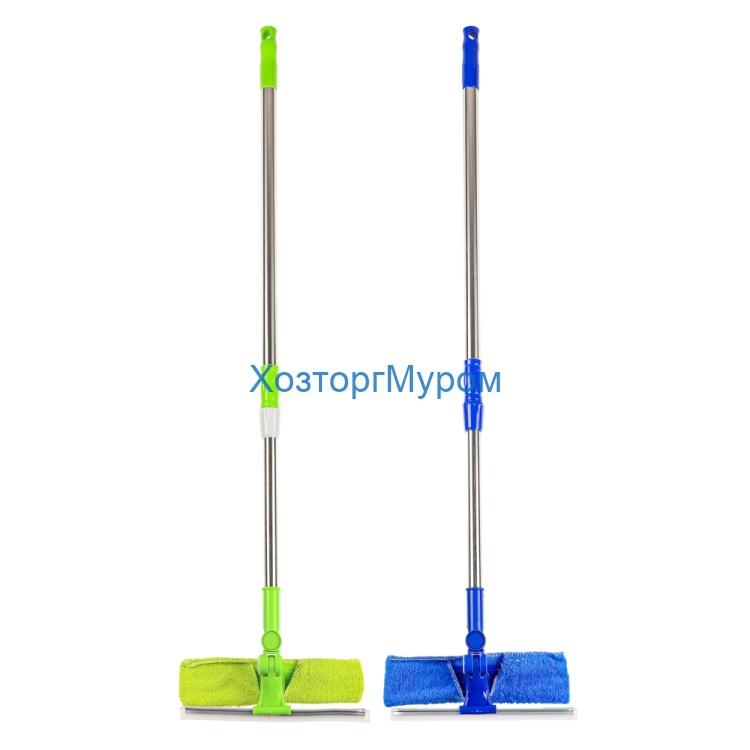 Окномойка двусторонняя (скребок 23см+микрофибра 25х7см), телеск.черенок нерж.сталь 105, Vetta