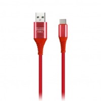 Дата-кабель USB(A)шт. - Type Cшт. рез.опл. Gear, 1м,мет.нак.,2А,красн. Smartbuy iK-3112ERG red