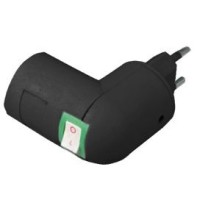 Эл. вилка-патрон Е-27 с выключателем, черный, угловой, Ecola APT7SBEAY