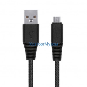 Кабель для зарядки телефонов USB- micro USB, "карбон", экстрапрочный, длина 2.0 м, до 2А, черный