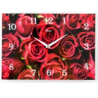 Часы настенные "Алые розы" 25х35см, пластик, стекло, 2535-1237