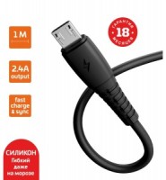 Шнур для зарядки телефона USB2.0 - microUSB 1,0м, 2,4А, GoPower GP07M