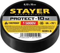 Изолента ПВХ 15мм х 10м х 0,13мм, Protect-10, черная, Stayer 12291-D